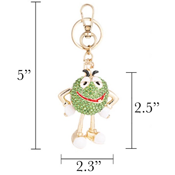 Whimsical Green Crystal M&M Character Keychain Charm - Picture 16 of 16